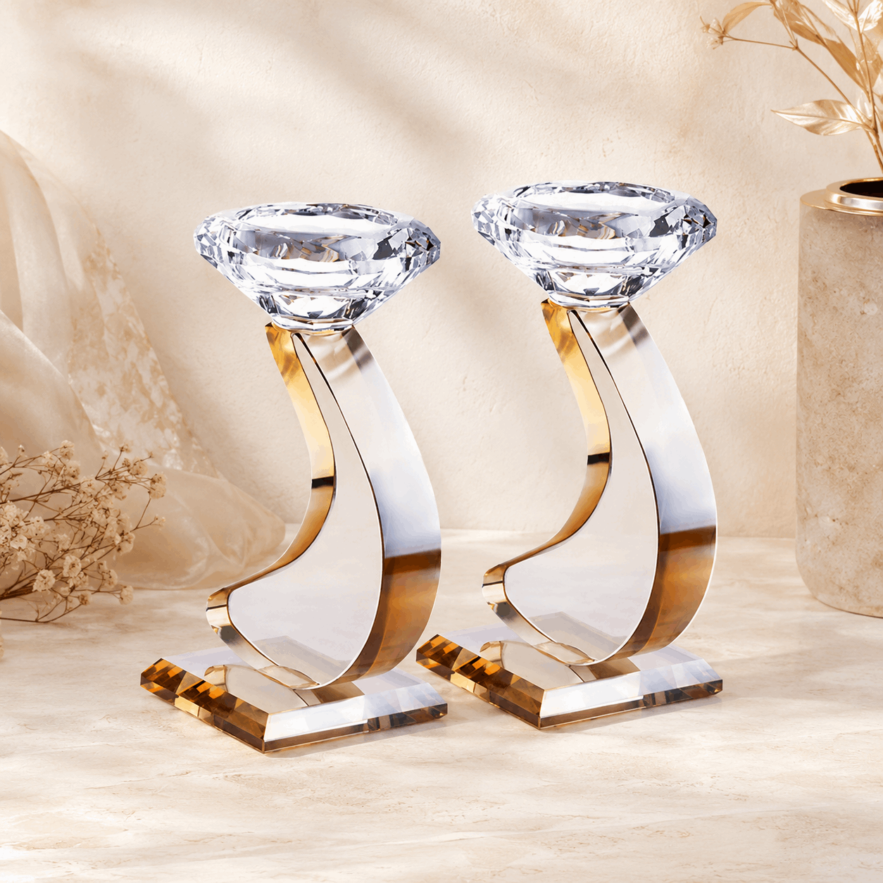 Candlesticks – Crystal Shabbat & Yom Tov Candlesticks | Flame Design