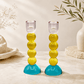 Candlesticks – Modern Glass Shabbat & Yom Tov Candlesticks | Pastel Blue, Yellow & Pink Bubble Design