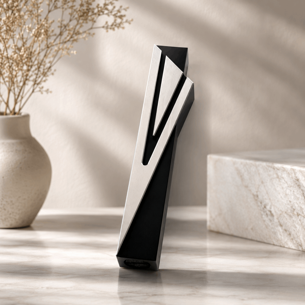 Mezuzah Case – Modern Geometric Aluminum Mezuzah | Fits 4.7" Klaf