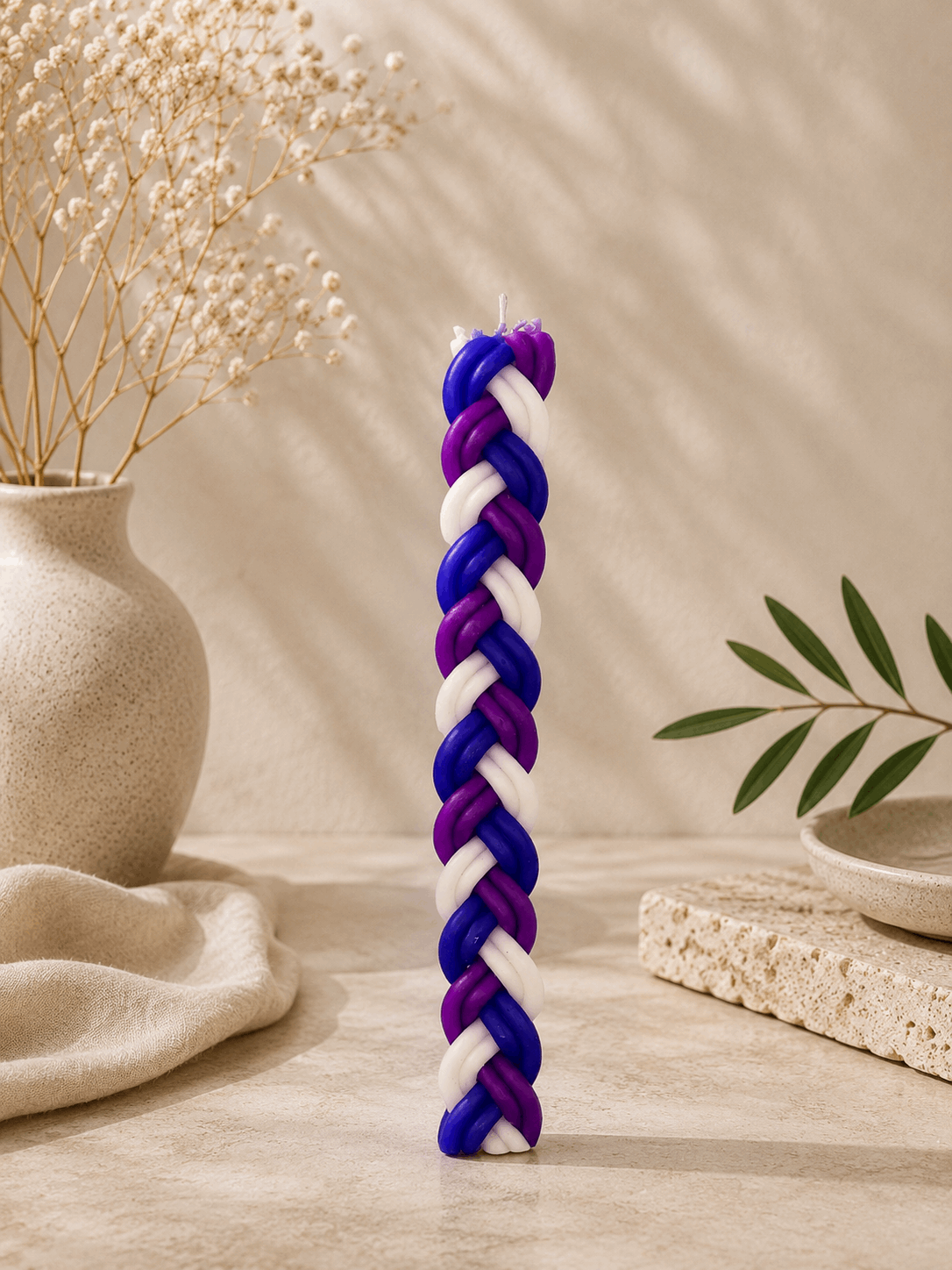 Havdalah Candle - Handcrafted Braided Design