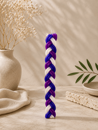 Havdalah Candle - Handcrafted Braided Design