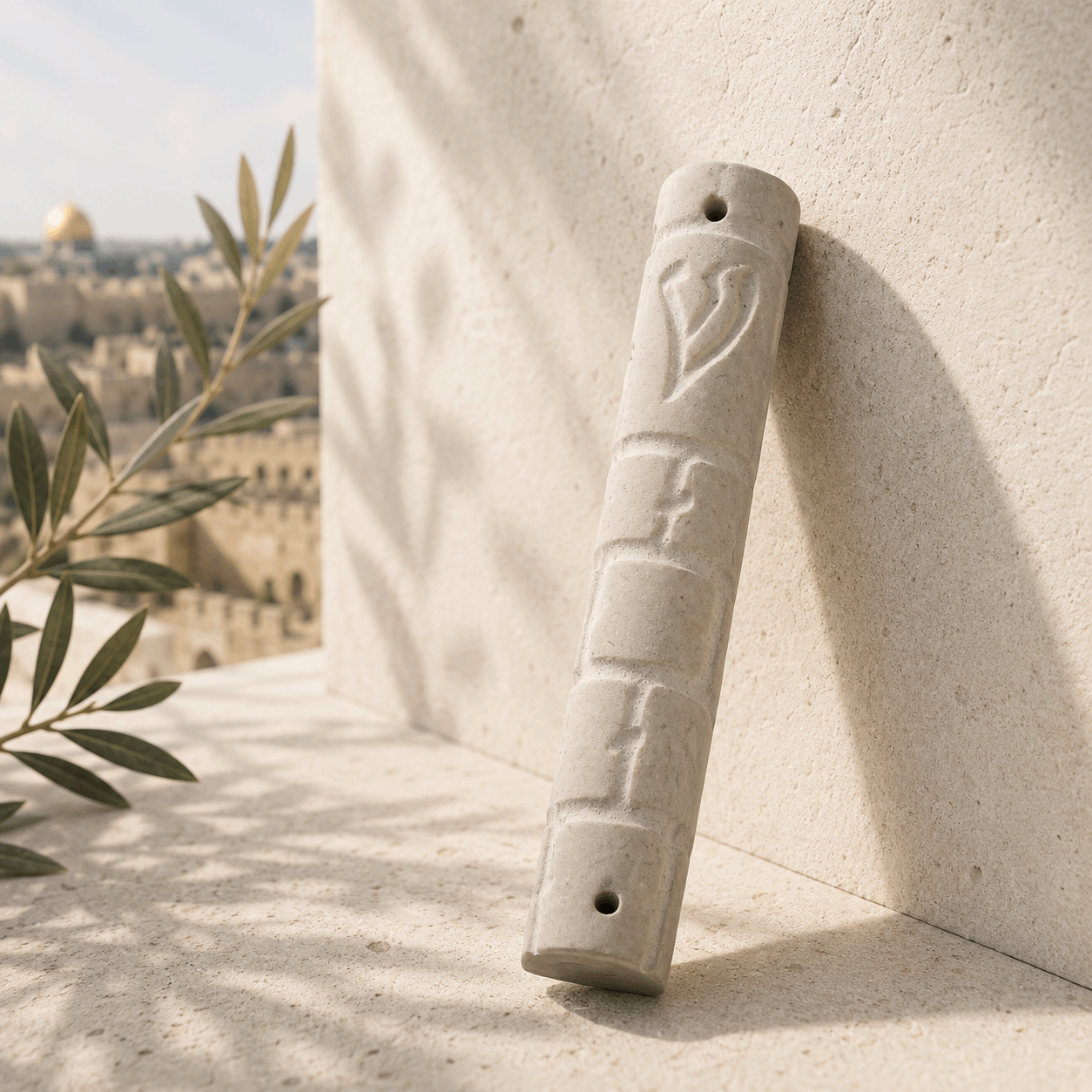 Mezuzah Case – Natural Marble Mezuzah | Fits 4.7" Klaf
