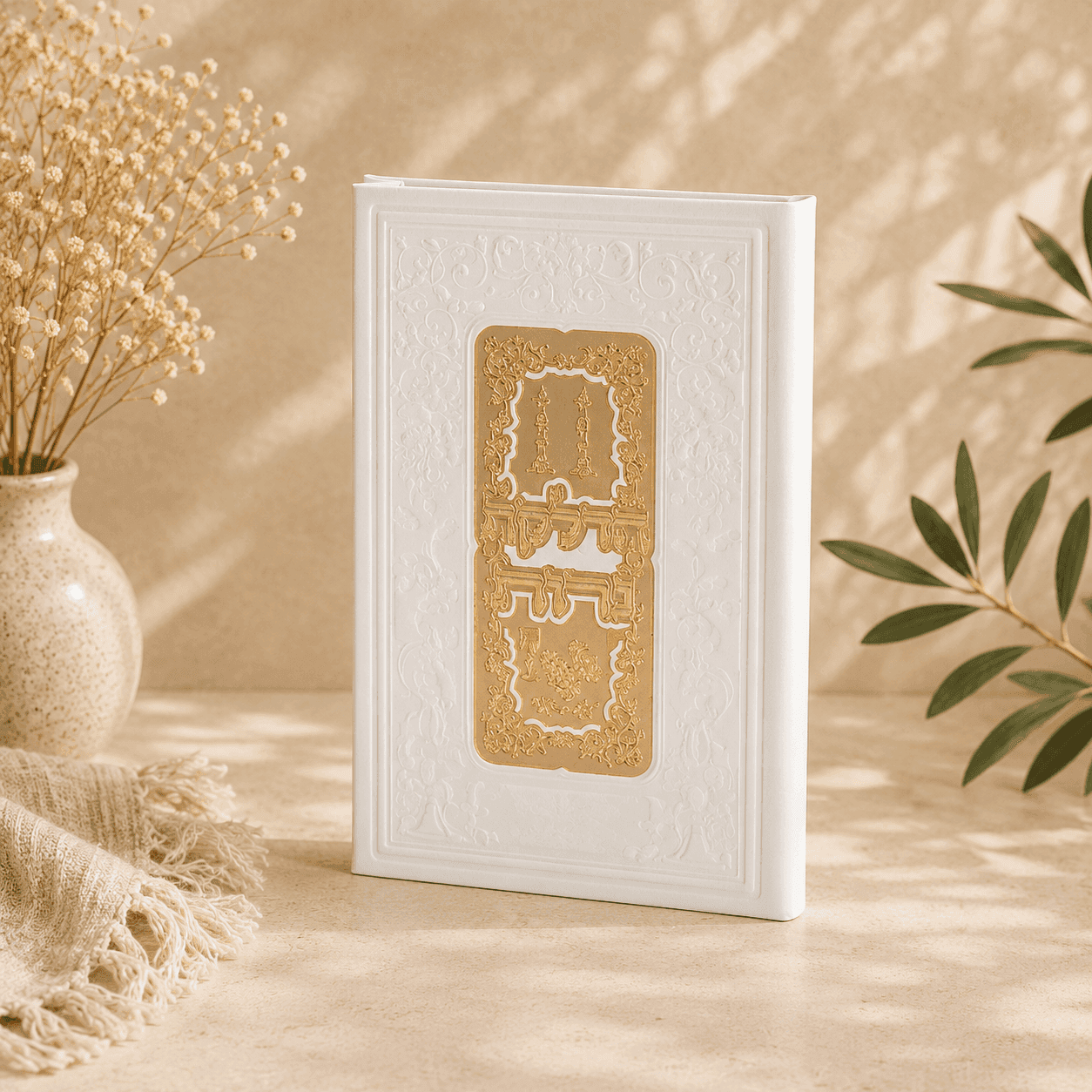 Shabbat Candle Lighting Prayer Book with 14K Gold Plaque