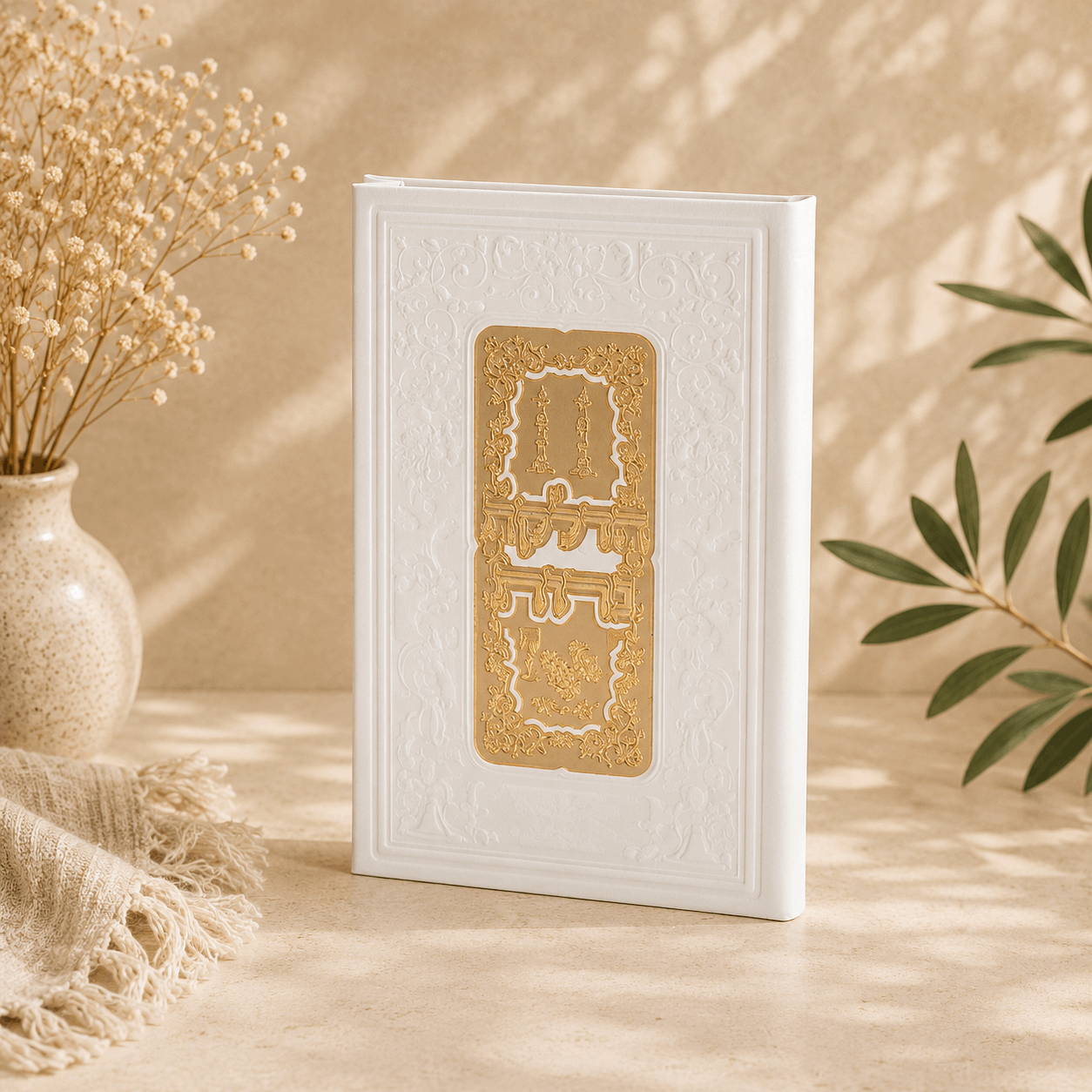 Shabbat Candle Lighting Prayer Book with 14K Gold Plaque