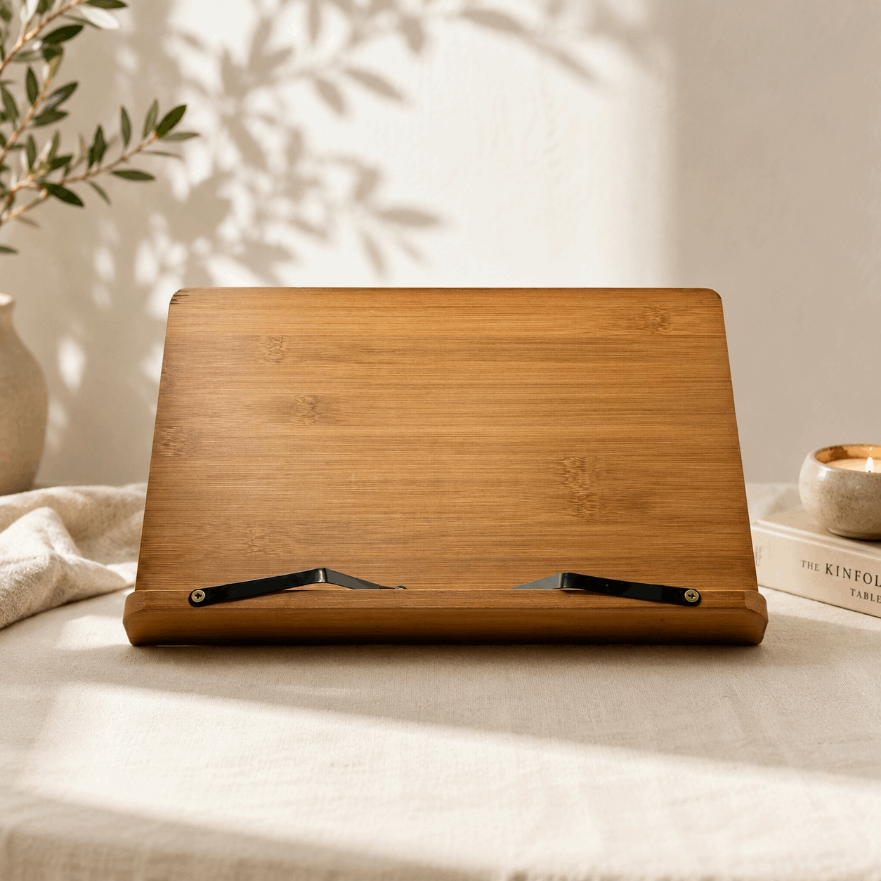 Shtender – Adjustable Folding Bamboo Book Stand with Page Holders | Wooden Jewish Book Rest