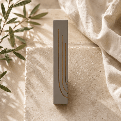 Mezuzah Case – Luxury Concrete Mezuzah with Gold Engraving | Fits 4.9" Klaf