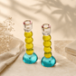 Candlesticks – Modern Glass Shabbat & Yom Tov Candlesticks | Pastel Blue, Yellow & Pink Bubble Design