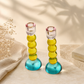 Candlesticks – Modern Glass Shabbat & Yom Tov Candlesticks | Pastel Blue, Yellow & Pink Bubble Design