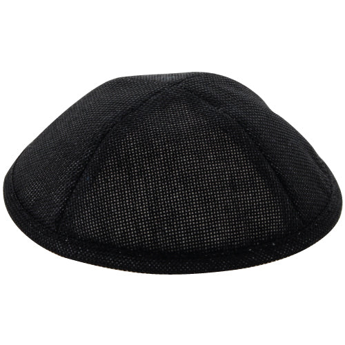 Black Linen Kippah with Pin Slot