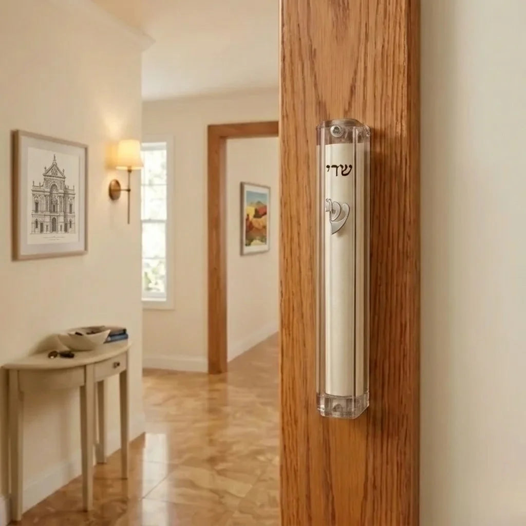 Mezuzah Case – Clear Plastic Mezuzah with Rubber Cap | Fits 4.7" Klaf