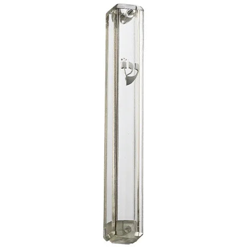 Clear Plastic Mezuzah Case - Gold/Silver Shin - Orot Judaica