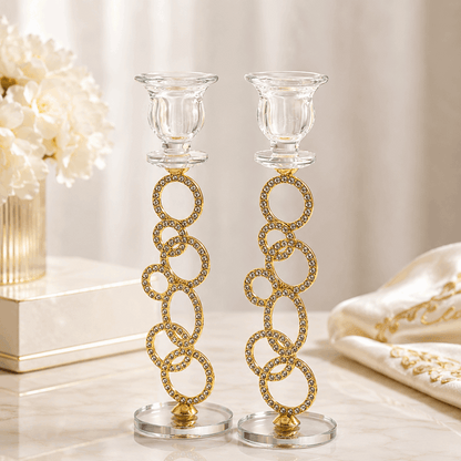Candlesticks - Crystal Shabbat & Yom Tov Candlesticks | Crystal Circle Design