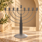 Hanukkiah – Oryan Silver Finish Hanukkah Menorah | Modern Wire Design with Curved Branches