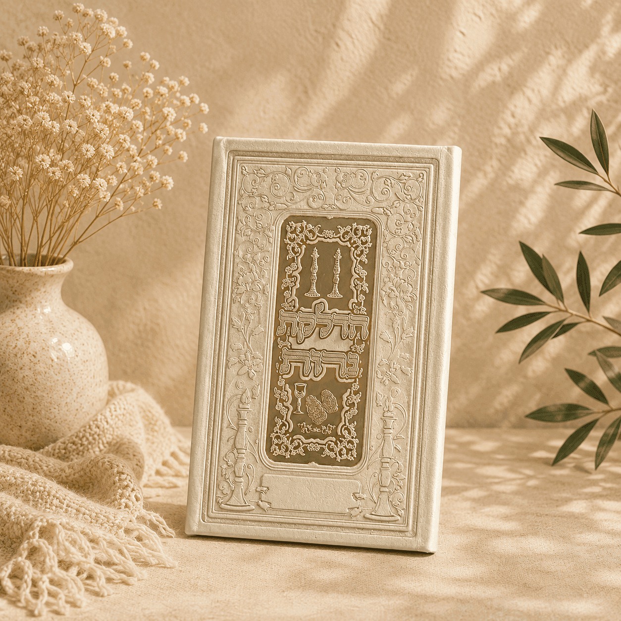 Shabbat Candle Lighting Prayer Book with 14K Gold Plaque