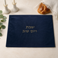 Challah Cover – Organic Bamboo Fabric Shabbat & Yom Tov Challah Cover | Navy Velvet Touch with Gold Embroidery