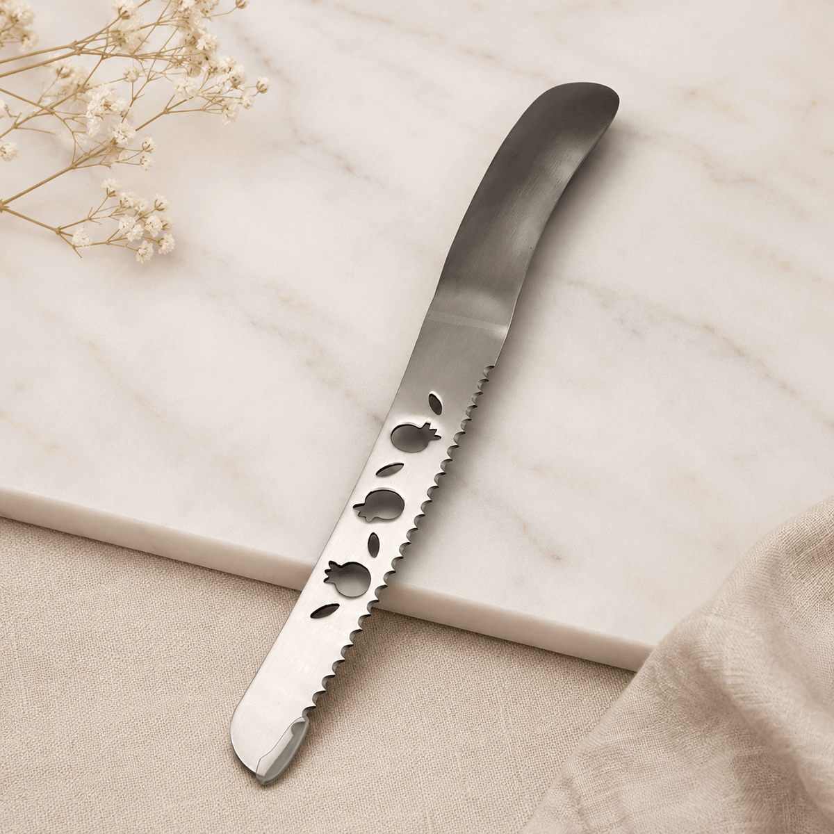 Challah Knife – Stainless Steel Shabbat & Yom Tov Challah Knife | Pomegranate Design