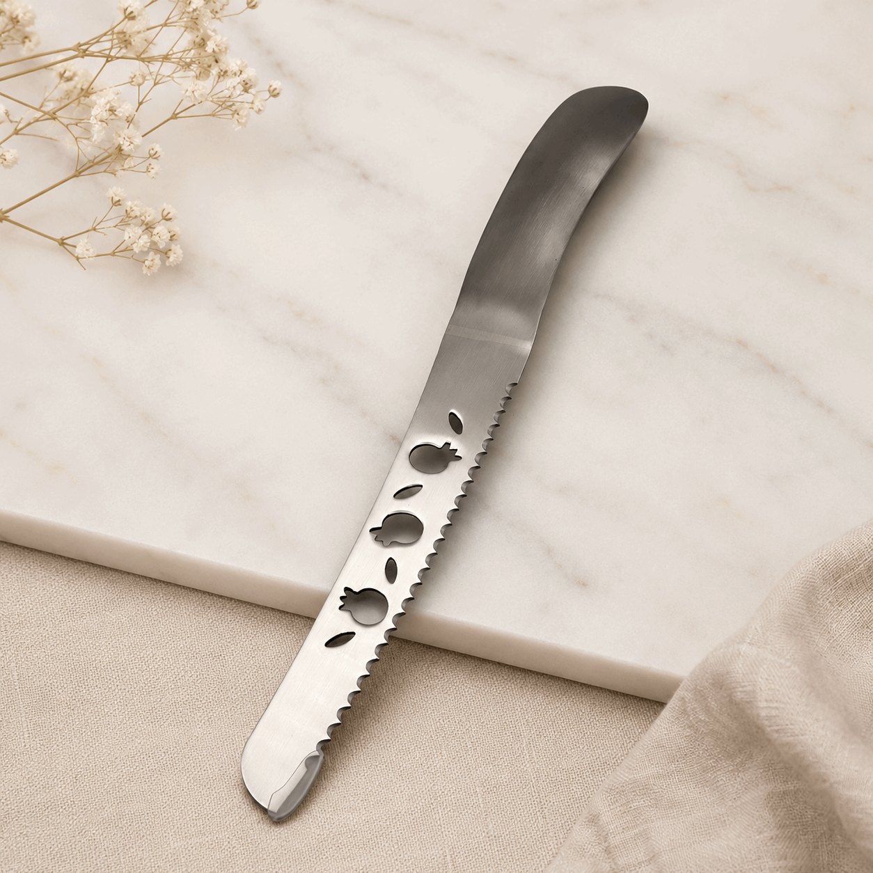 Challah Knife – Stainless Steel Shabbat & Yom Tov Challah Knife | Pomegranate Design