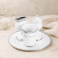 Havdalah Set – White Ceramic Havdalah Set with Silver Accents | Matching Tray