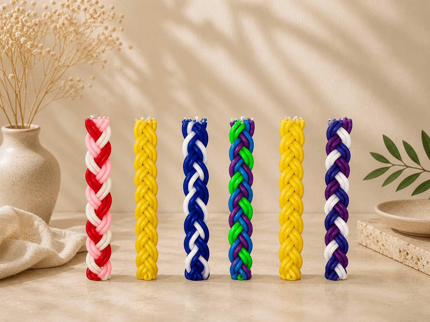 Havdalah Candle - Handcrafted Braided Design