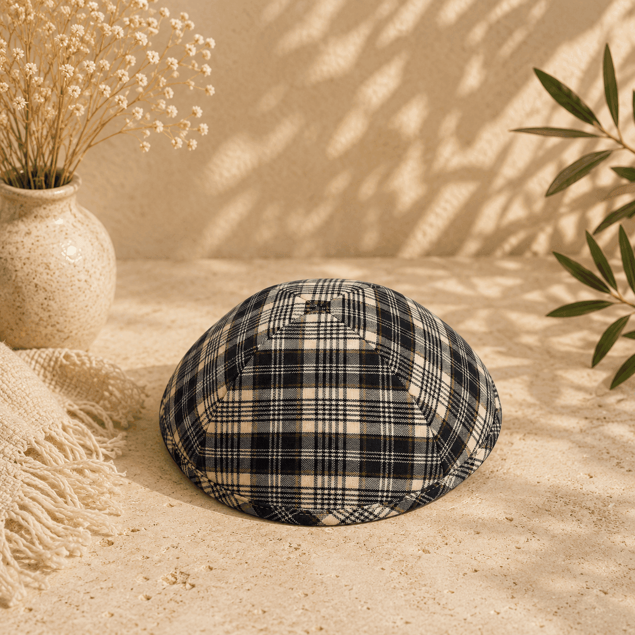 Kippah - iKIPPAH Navy & Cream Plaid Yarmulke