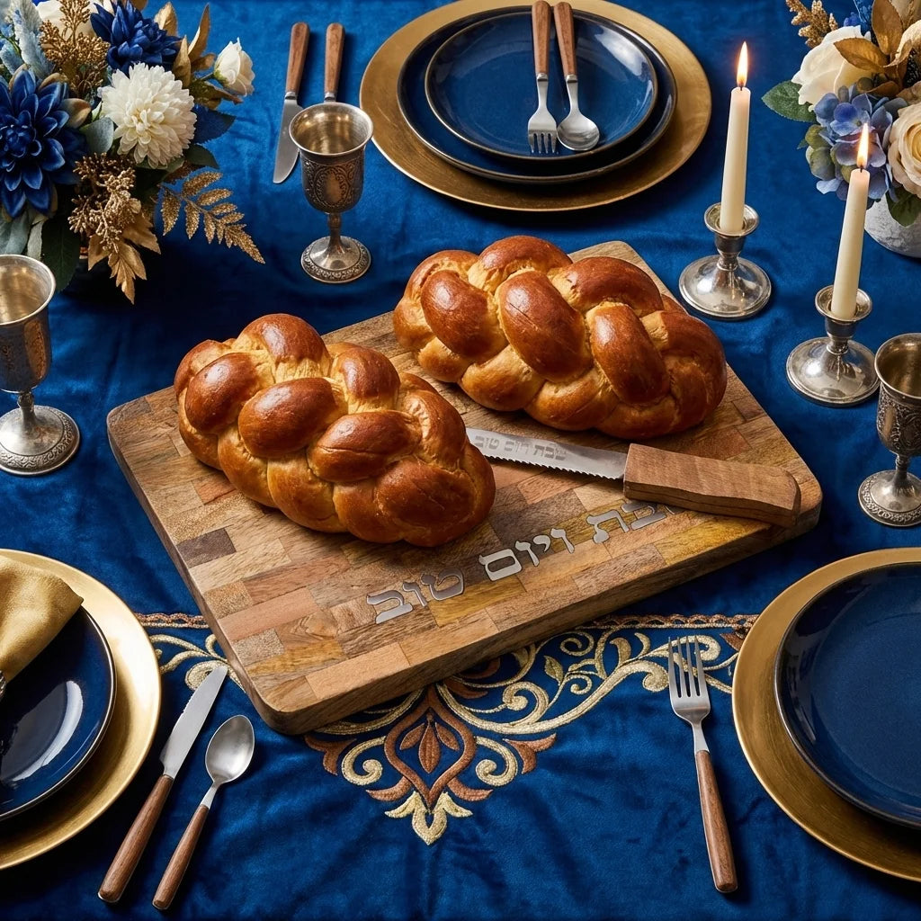 Challah Tray with Knife - Luxury Mango Wood
