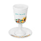 Kiddush Cup with Saucer - Ceramic Jerusalem Design