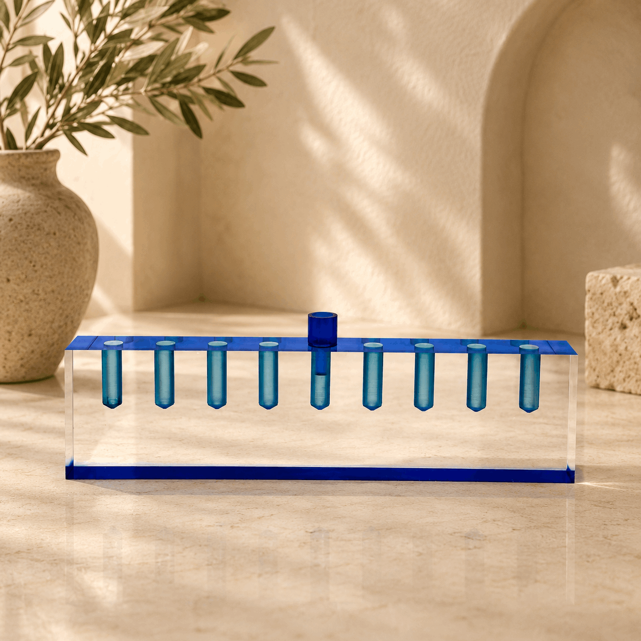 Hanukkiah – Clear Acrylic Hanukkah Menorah for Oil Cups | Modern Design