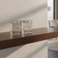 Shabbat Candlesticks - Square Crystal Gold Plaque Design