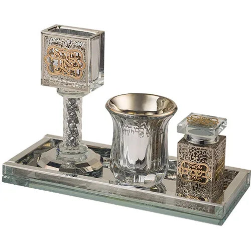 Crystal Havdalah Set with Decorative Plaque - Orot Judaica