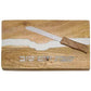 Challah Tray with Knife - Wood and White Epoxy - Orot Judaica