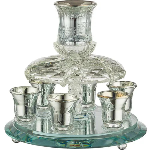 Rotating Crystal Kiddush Wine Dispenser - 6 Cups - Orot Judaica