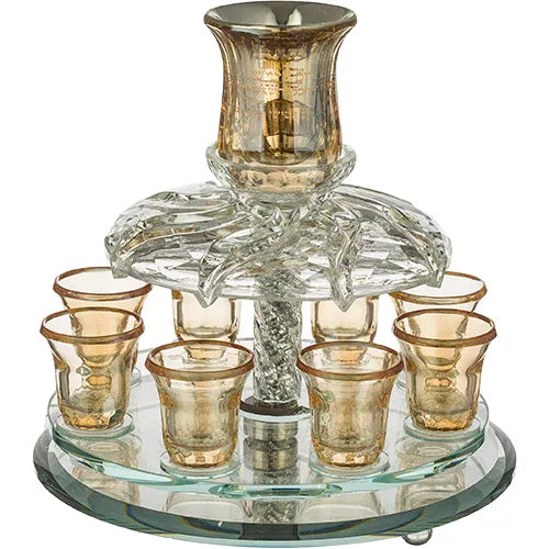 Rotating Crystal Wine Distributor - Gold Edition (8 Cups) - Orot Judaica