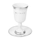 Kiddush Cup - Ceramic Silver with Saucer