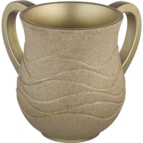 Netilat Yadayim Washing Cup - Stone Finish with Gold Accents Polymer - Orot Judaica