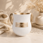 Netilat Yadayim Washing Cup - Polymer Light Stone Finish with Gold Accents