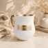 Netilat Yadayim Washing Cup - Polymer Light Stone Finish with Gold Accents