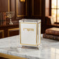 Tzedakah Box – Elegant Clear Acrylic Charity Box with White & Gold Design
