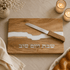 Challah Board – Wood & White Epoxy Board | Knife Included Design