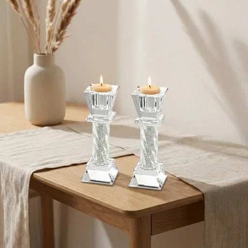 Crystal Shabbat Candlesticks - Stone Collection