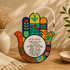 Hebrew Birkat HaBayit Hamsa Wall Decor – Epoxy & Wood