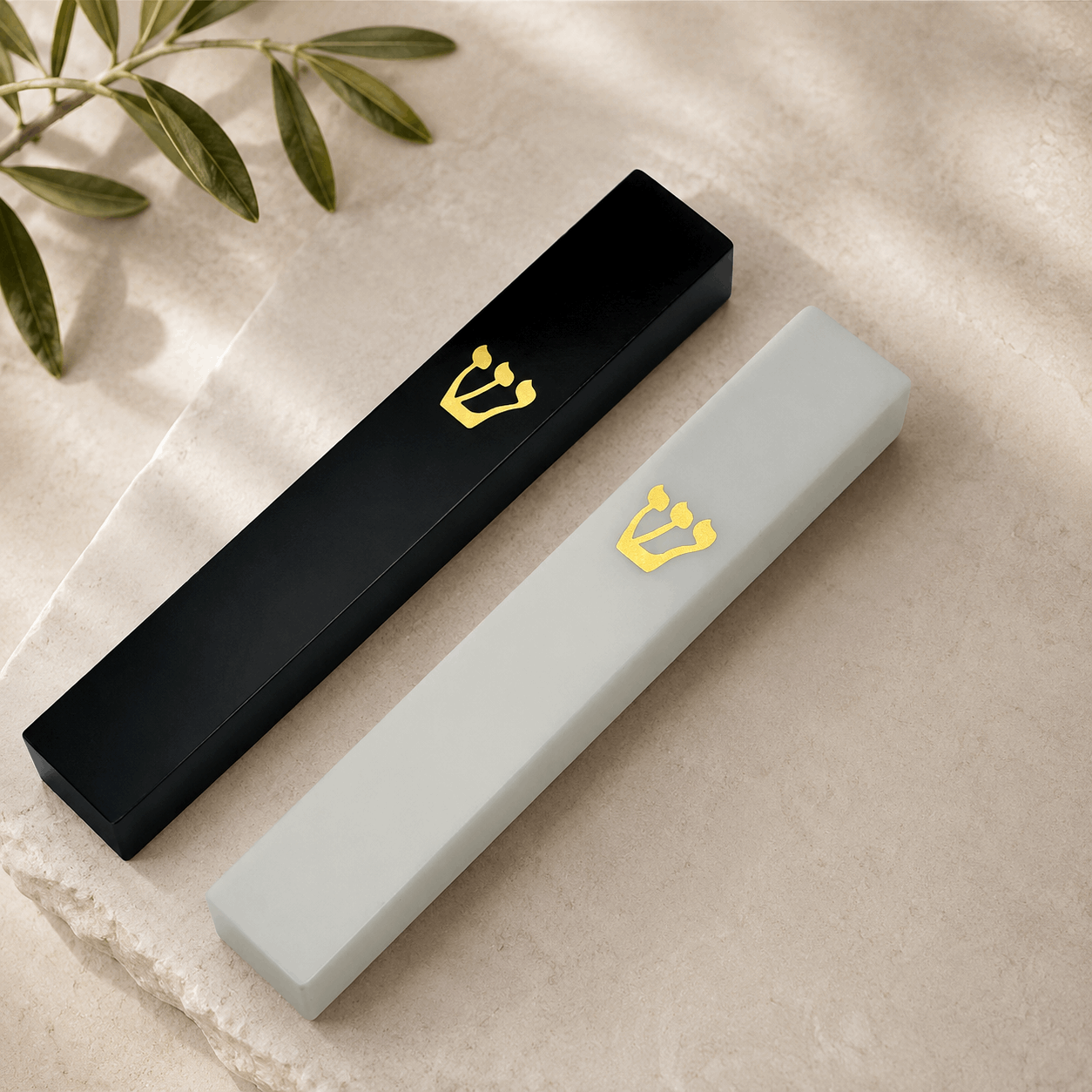 Mezuzah Case – Modern Acrylic Mezuzah | Black or White | Fits 4.35" Klaf