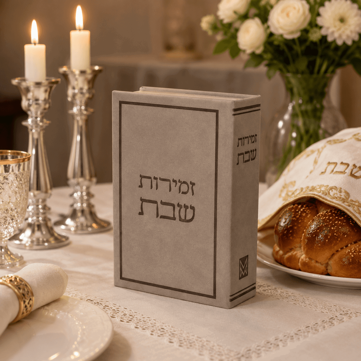 Zemirot Shabbat Benchers Set - Silk Faux Leather Box (Set of 6)