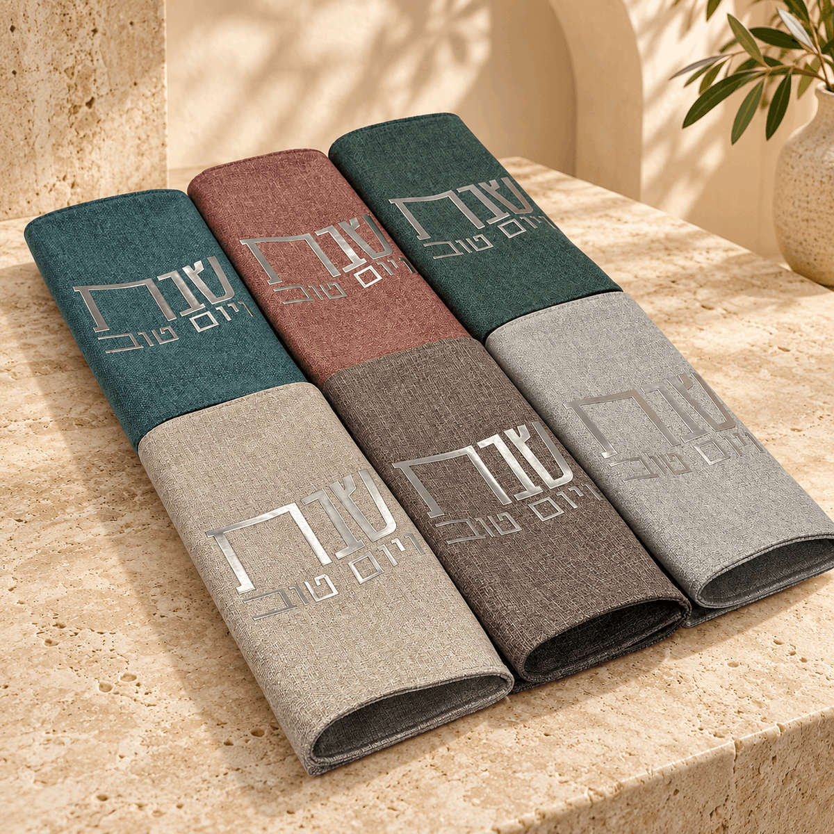 Challah Cover – Linen Shabbat & Yom Tov Challah Cover | Gold & Silver Hebrew Design