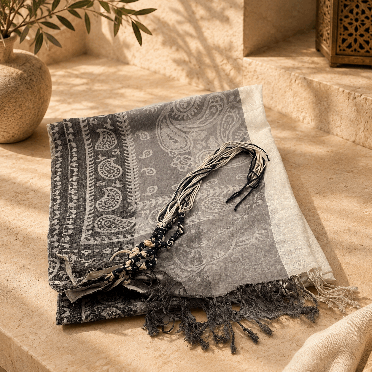Tallit – Luxury Patterned Jewish Prayer Shawl with Tekhelet Tzitzit | Blue & Gold or Gray & White