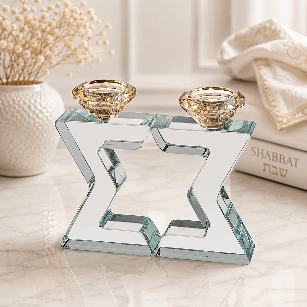 Candlesticks – Crystal Shabbat & Yom Tov Candlesticks | Star of David Design
