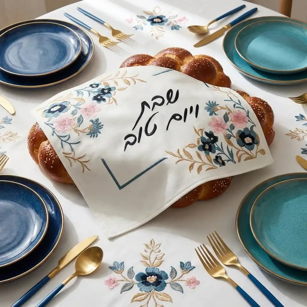 Challah Cover - Embroidered Floral Faux Leather