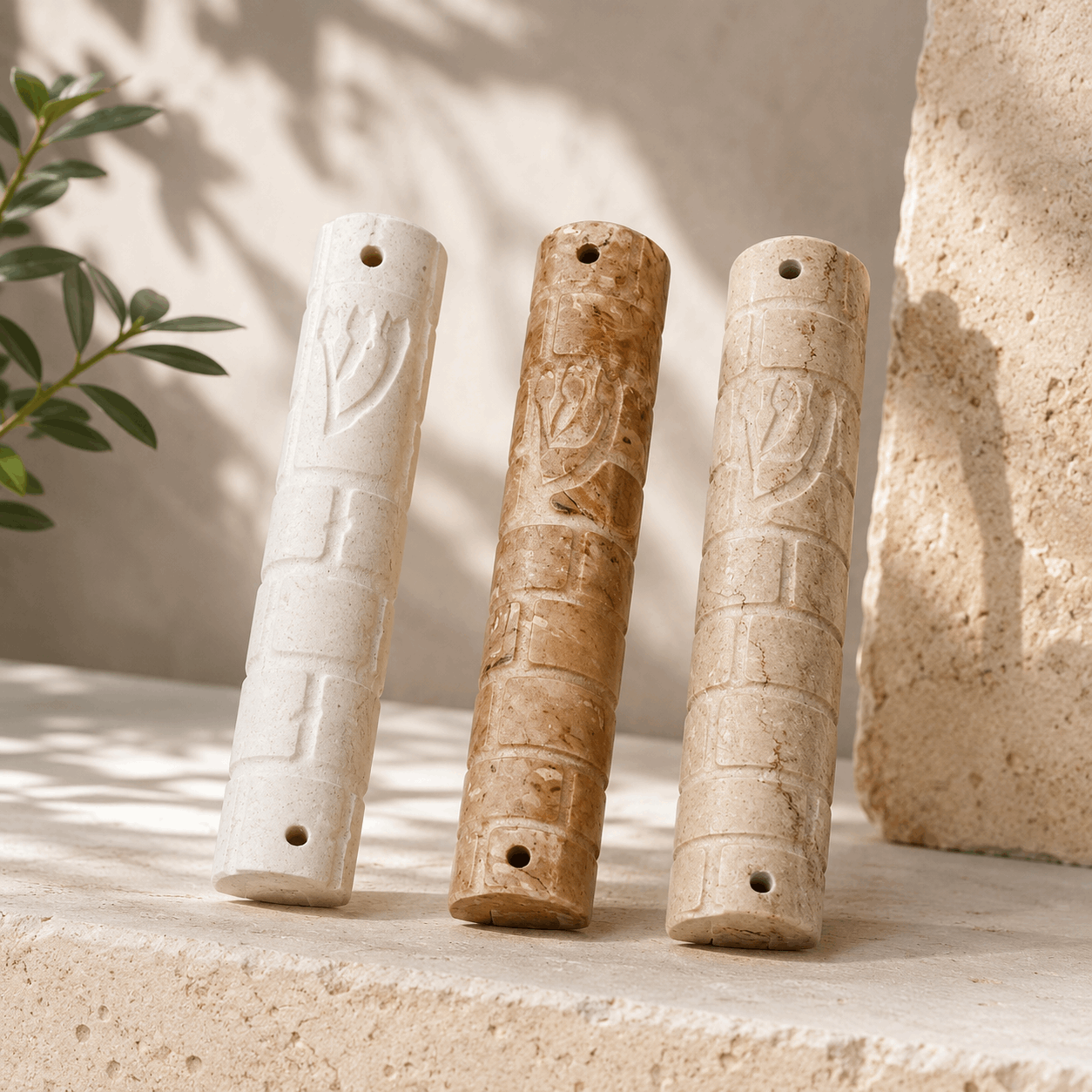 Mezuzah Case – Natural Marble Mezuzah | Fits 4.7" Klaf