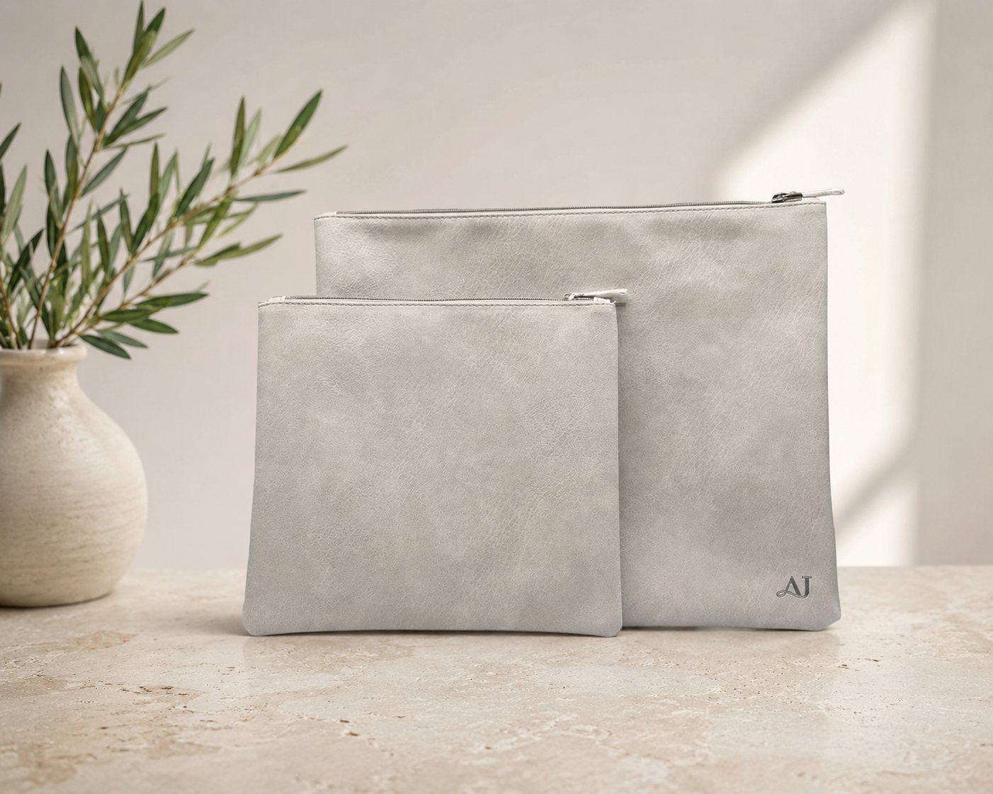 Tallit and Tefillin Bag Set - Light Gray PU