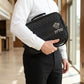 Tallit Bag – Black Faux Leather Tallit & Tefillin Carrying Bag | Silver Crown Design