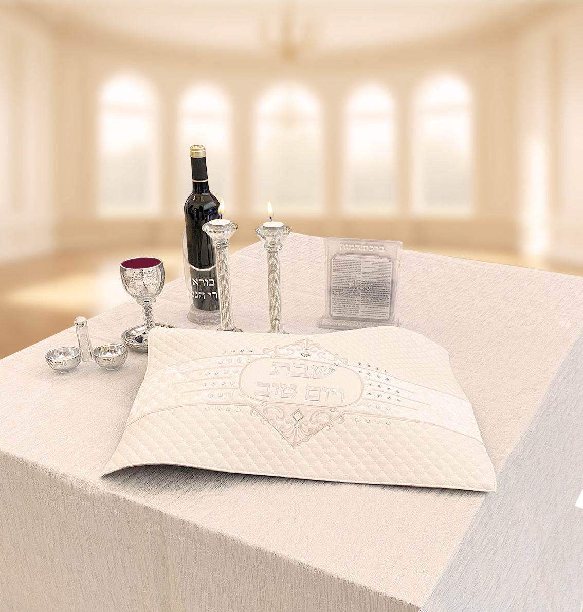 Shabbat & Holiday Tablecloth - Luxury Light Gray & Warm Beige Blend